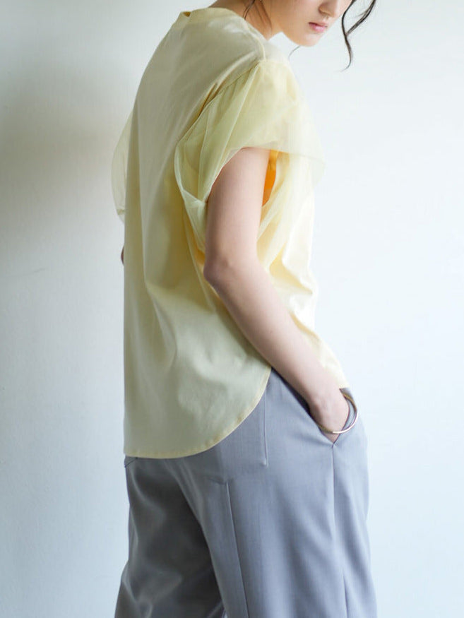 Mesh twist sleeve pullover