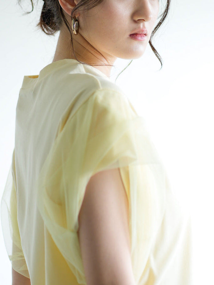Mesh twist sleeve pullover