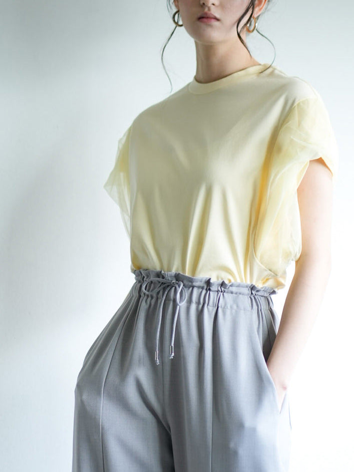Mesh twist sleeve pullover