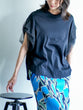 Mesh twist sleeve pullover