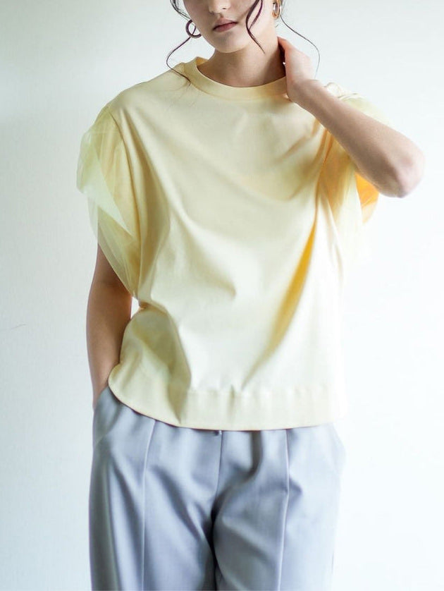 Mesh twist sleeve pullover