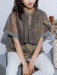 Flare sleeve blouse with mesh yoke