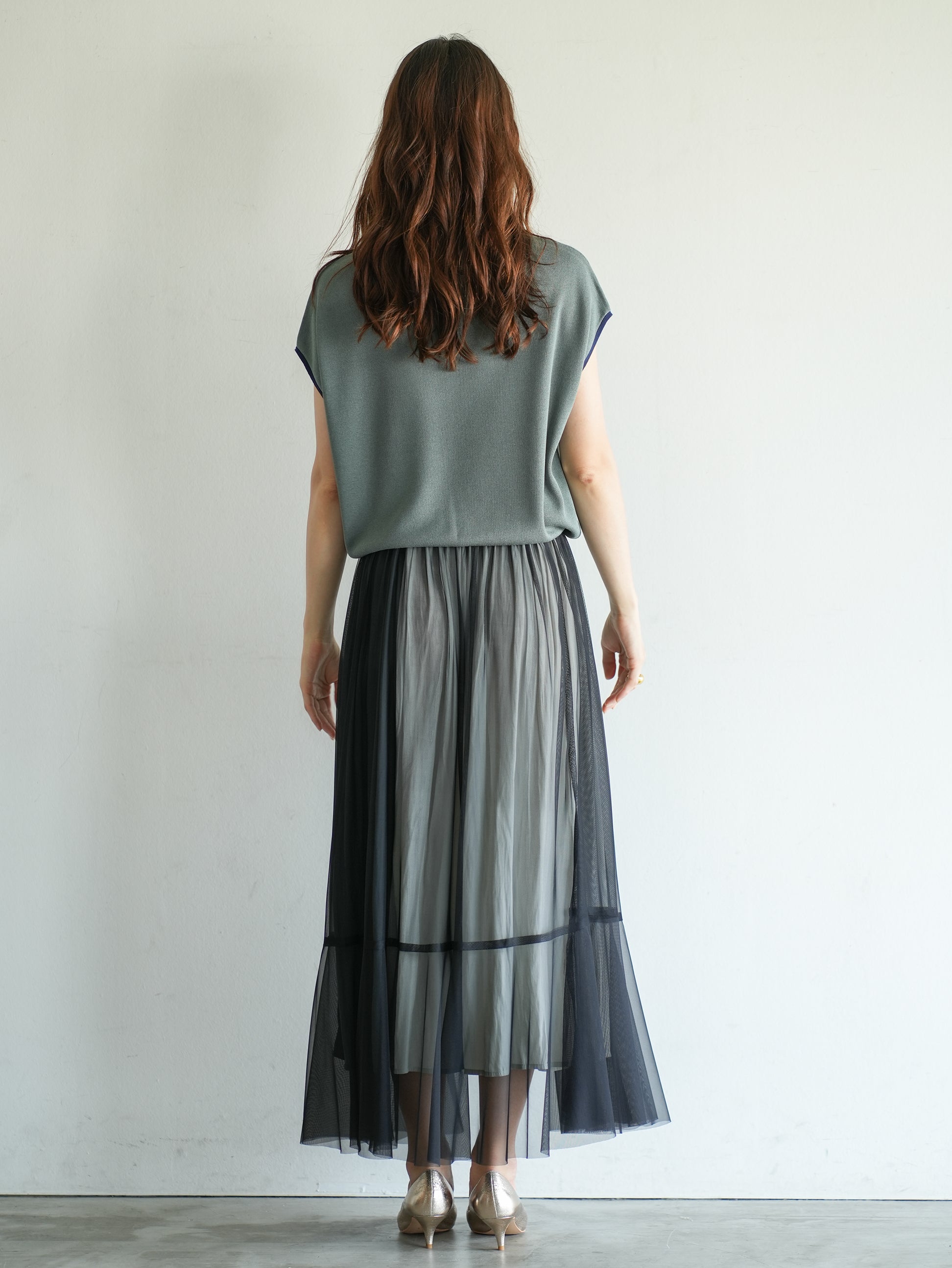 Tulle tricolor wrap skirt