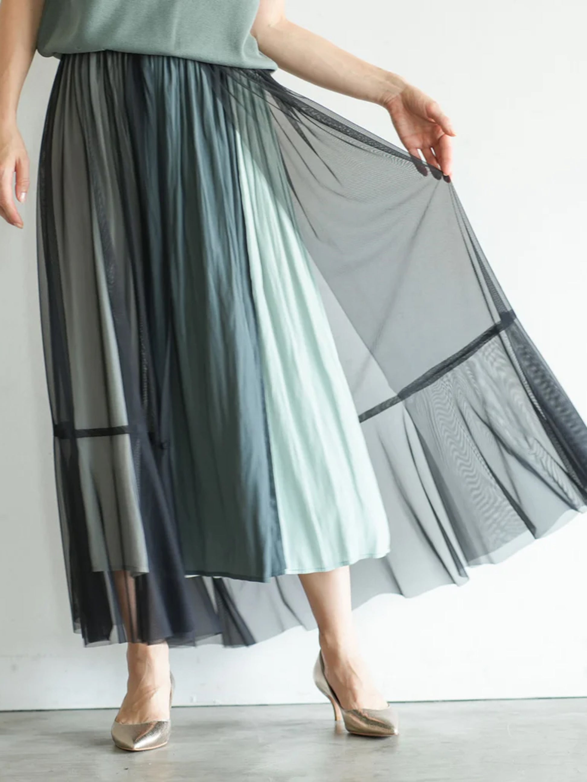 Tulle tricolor wrap skirt