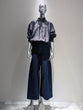 Gathered stand-up collar blouse