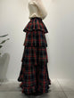 Check teared ruffle skirt