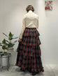 Check teared ruffle skirt