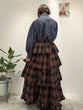 Check teared ruffle skirt