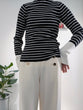 Bicolor sleeve bottle neck rib knit