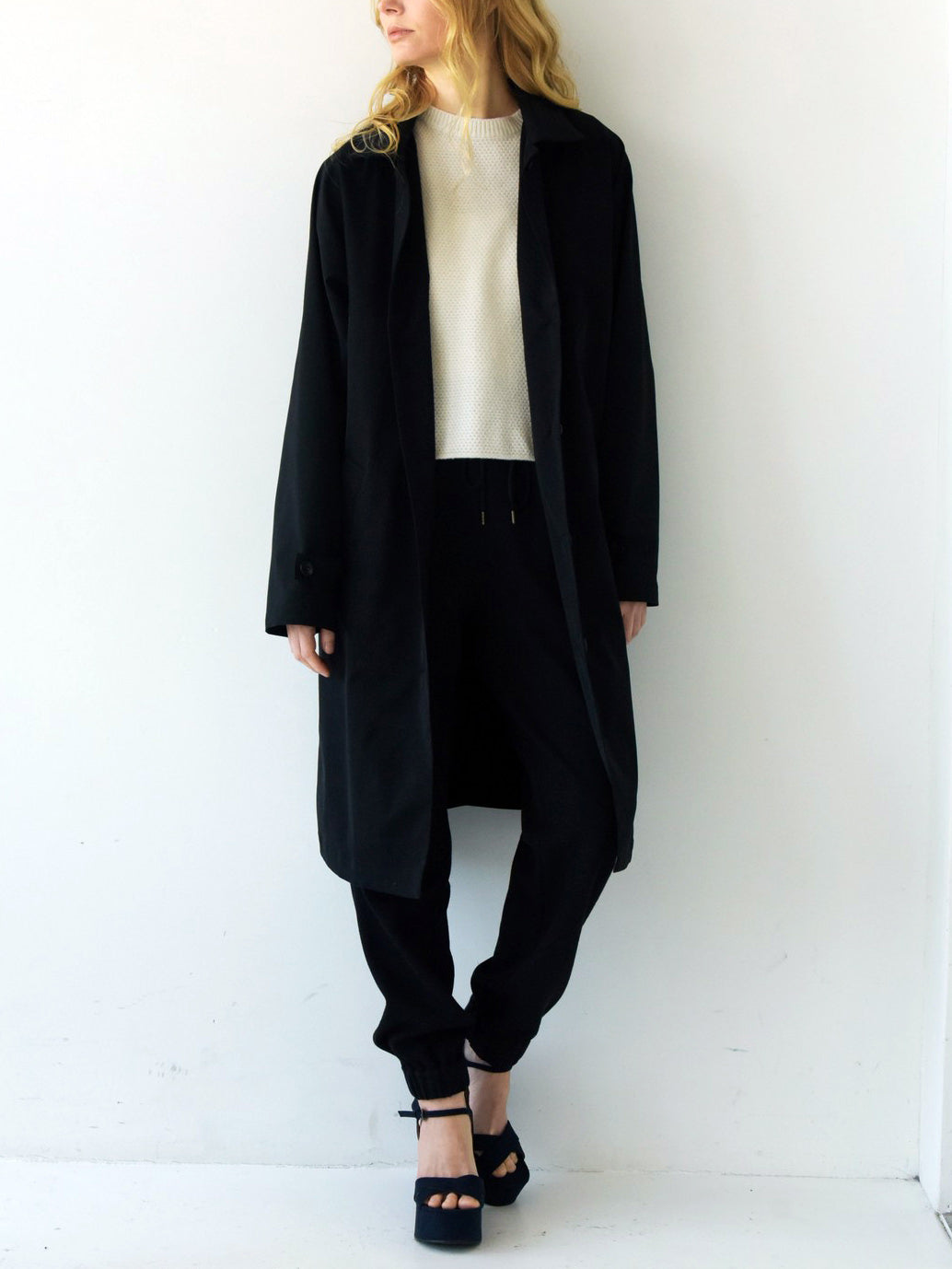 Dolman sleeve single layer coat