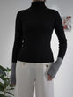 Bicolor sleeve bottle neck rib knit
