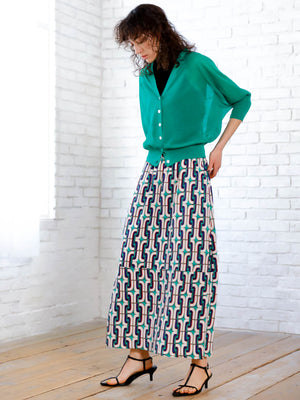 Geometric print barrel skirt