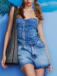 Ruched denim bustier