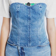 Ruched denim bustier