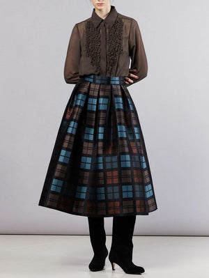 チェックジャガードフレアスカート