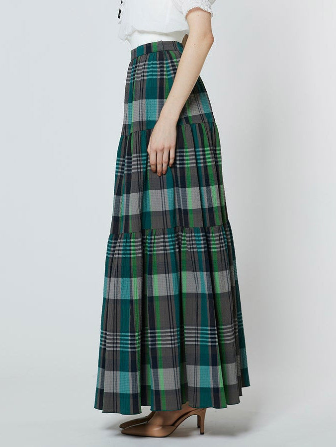 Checked tiered skirt