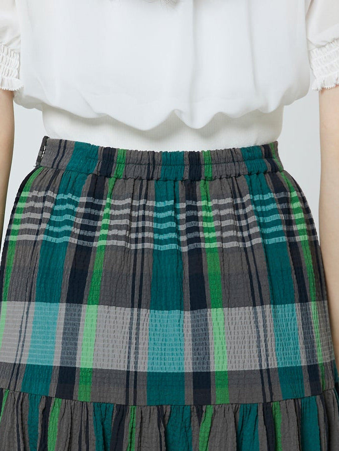 Checked tiered skirt