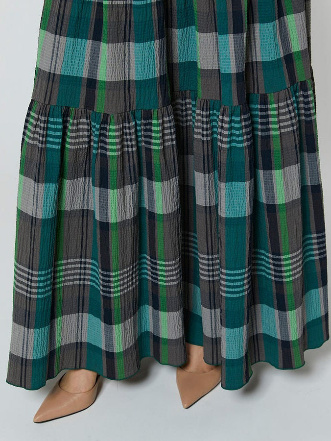 Checked tiered skirt