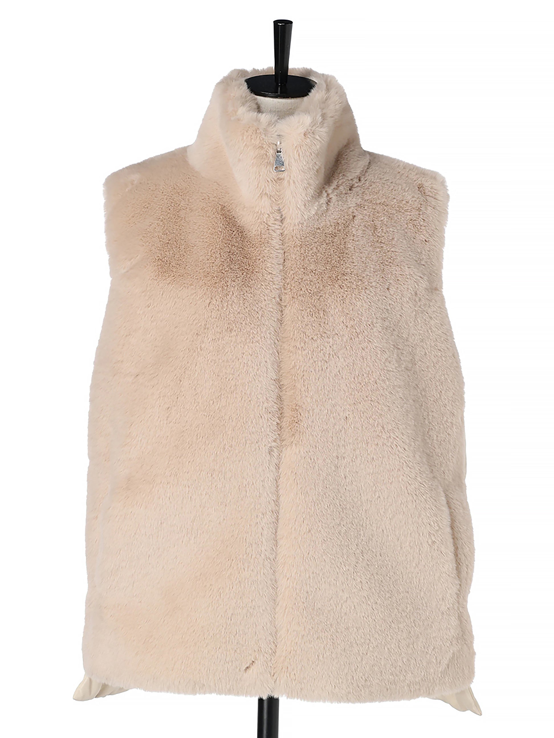 Back quilted faux fur gilet