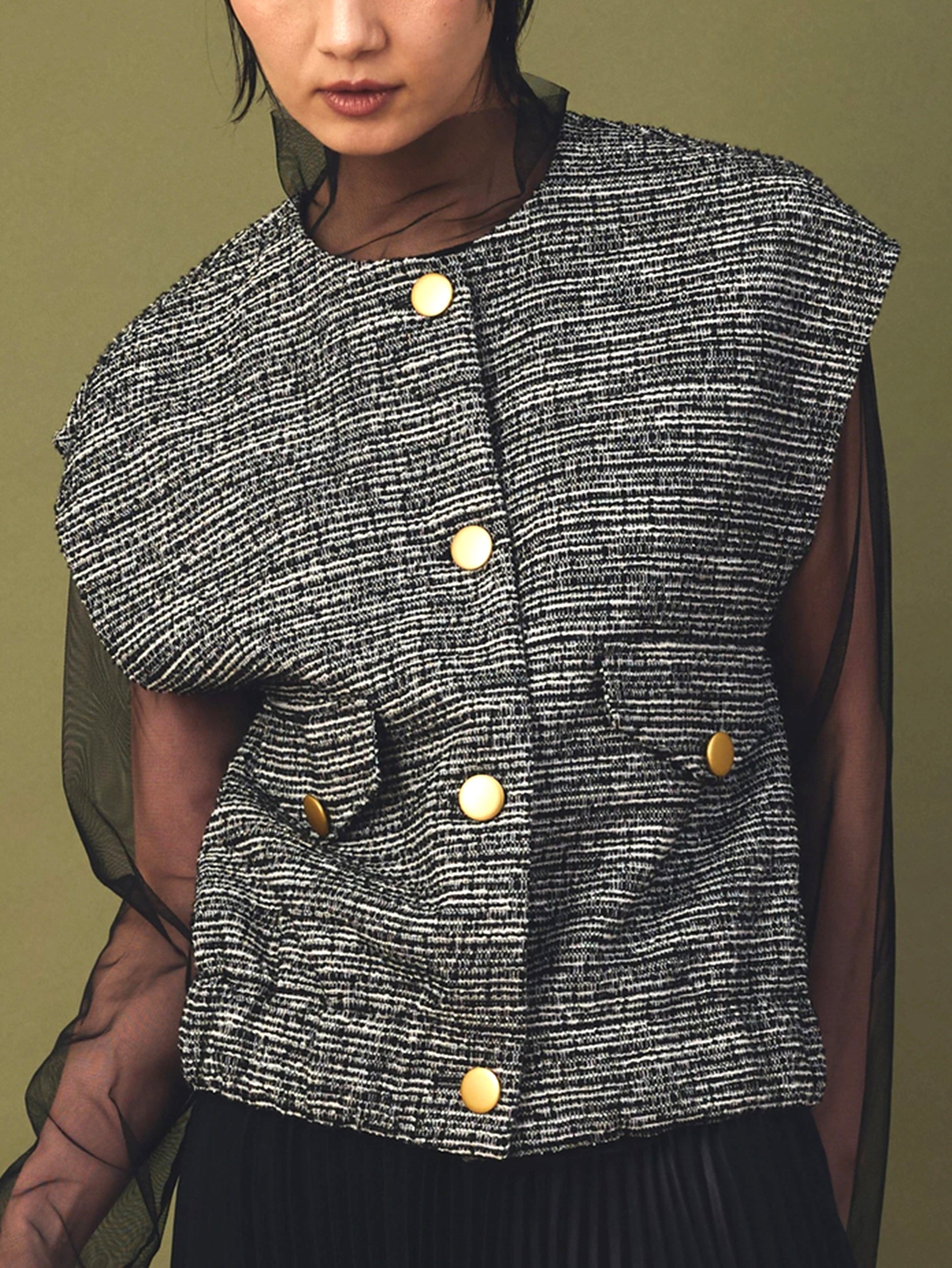 Tweed jersey mini vest