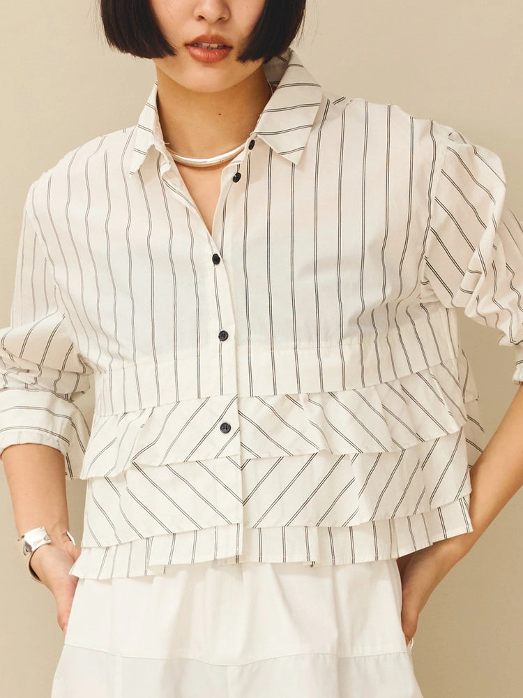 Frill striped blouse