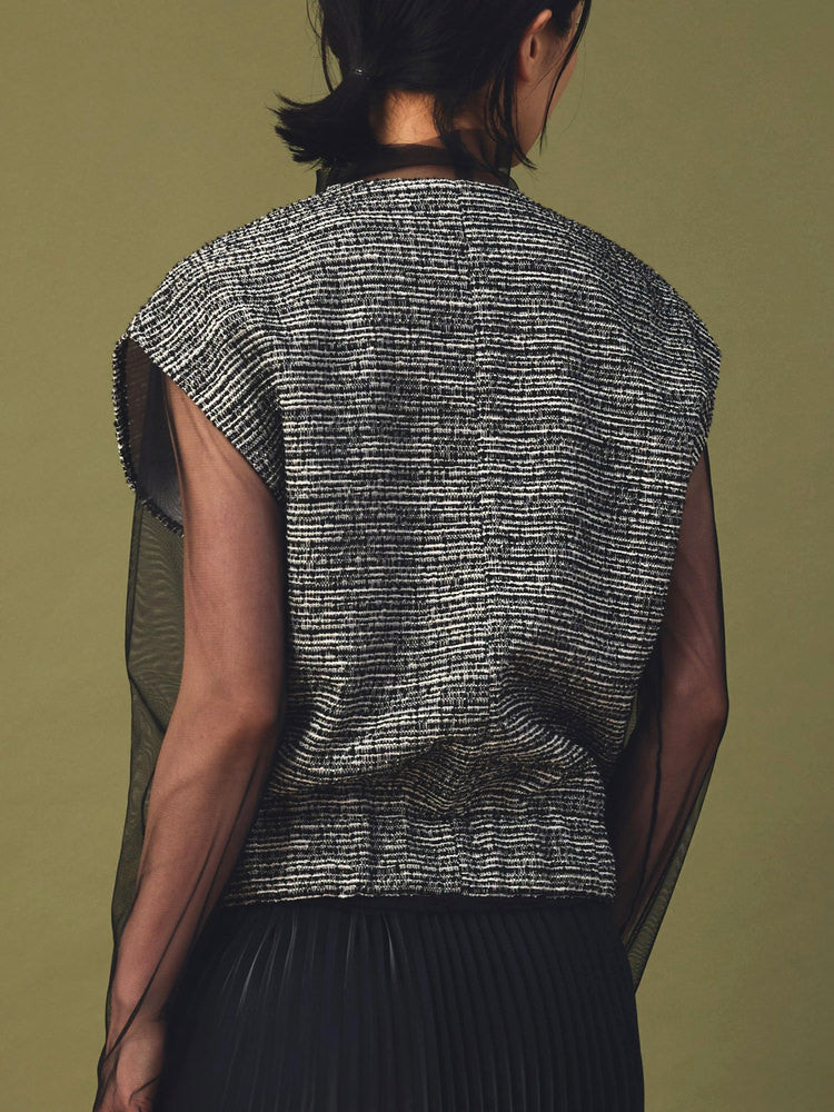 Tweed jersey mini vest