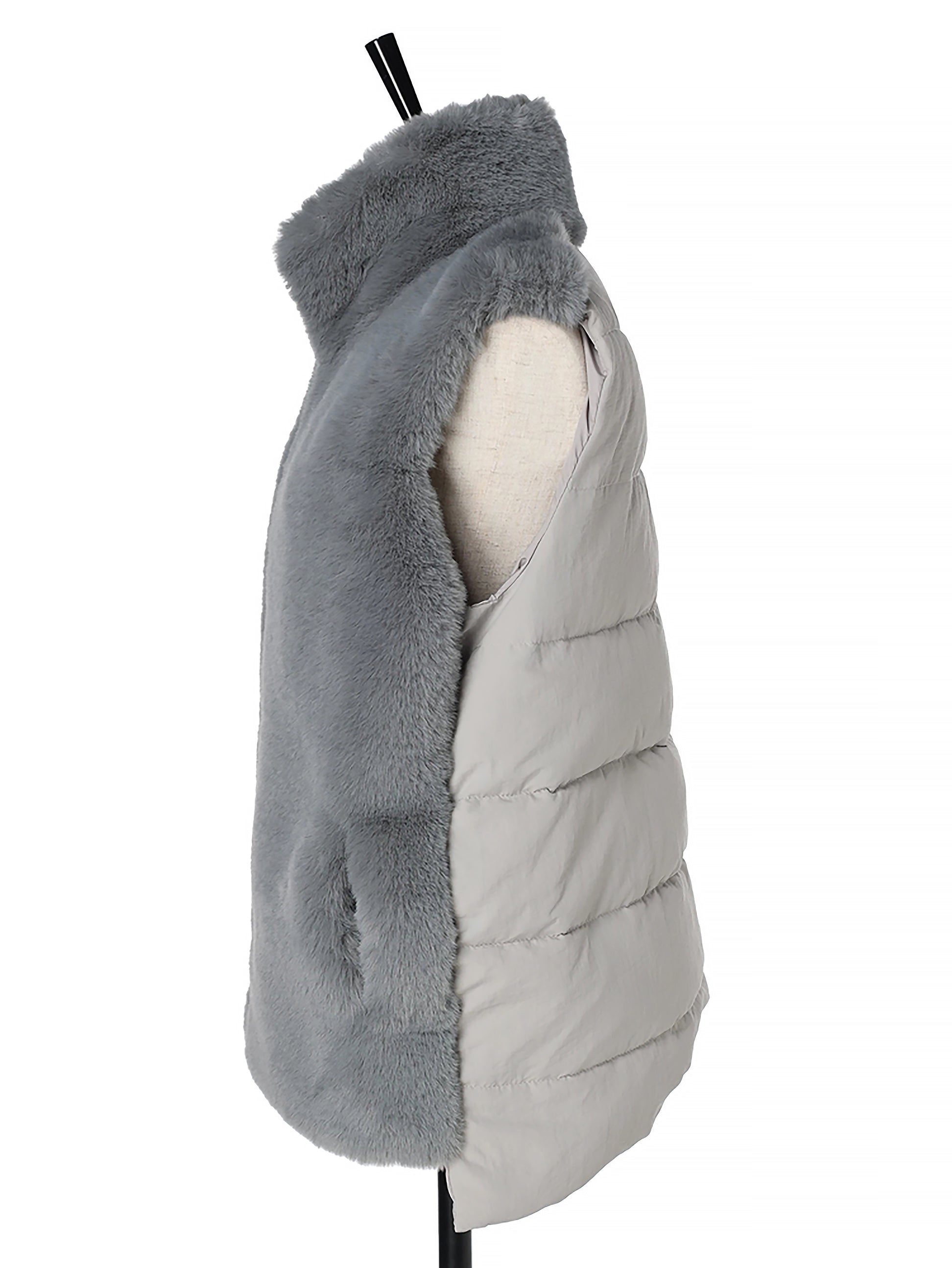 Back quilted faux fur gilet