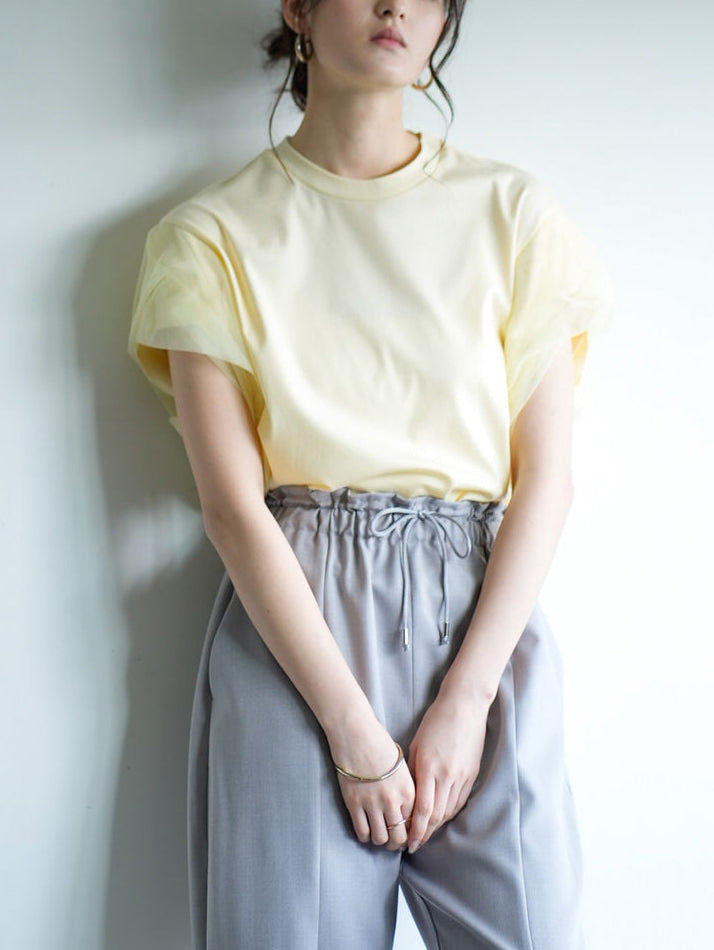 Mesh twist sleeve pullover