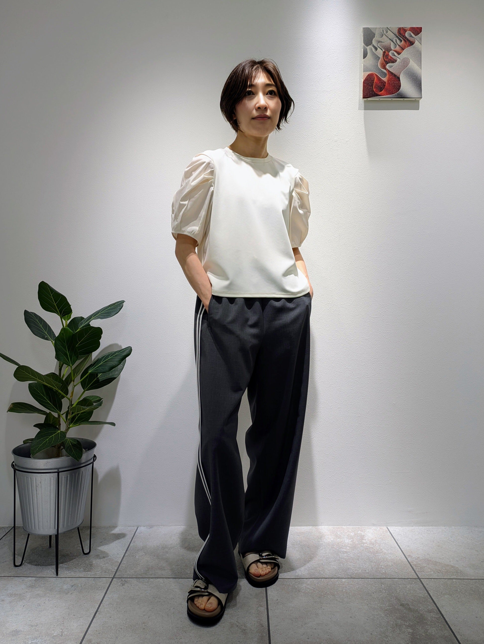 Tucked sleeve blouse