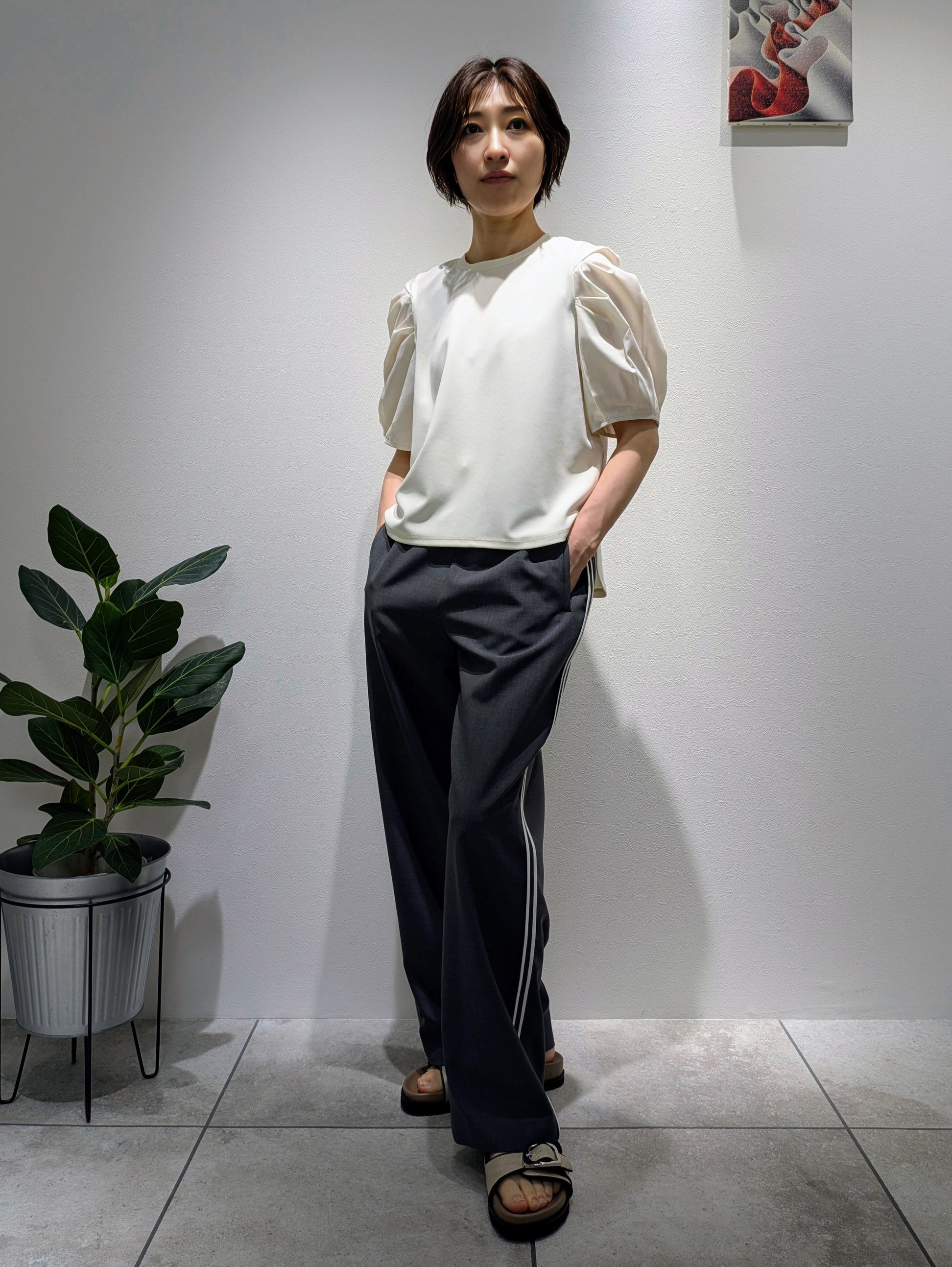 Tucked sleeve blouse