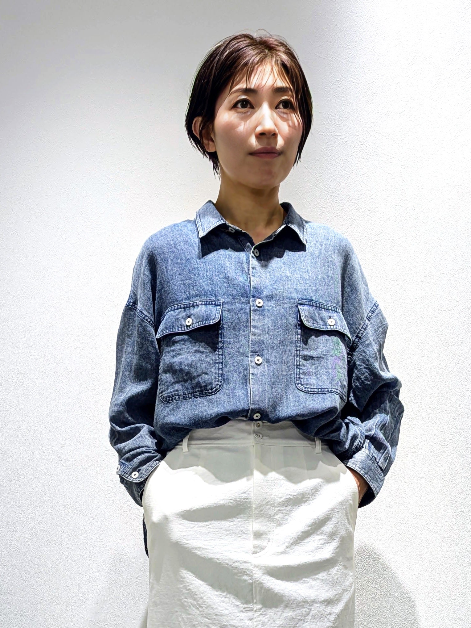 Airy denim shirt