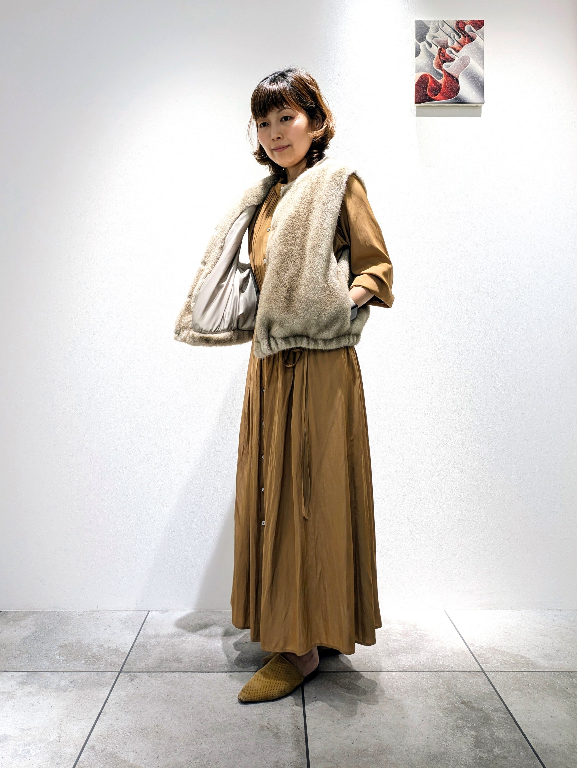 Eco-fur short gilet