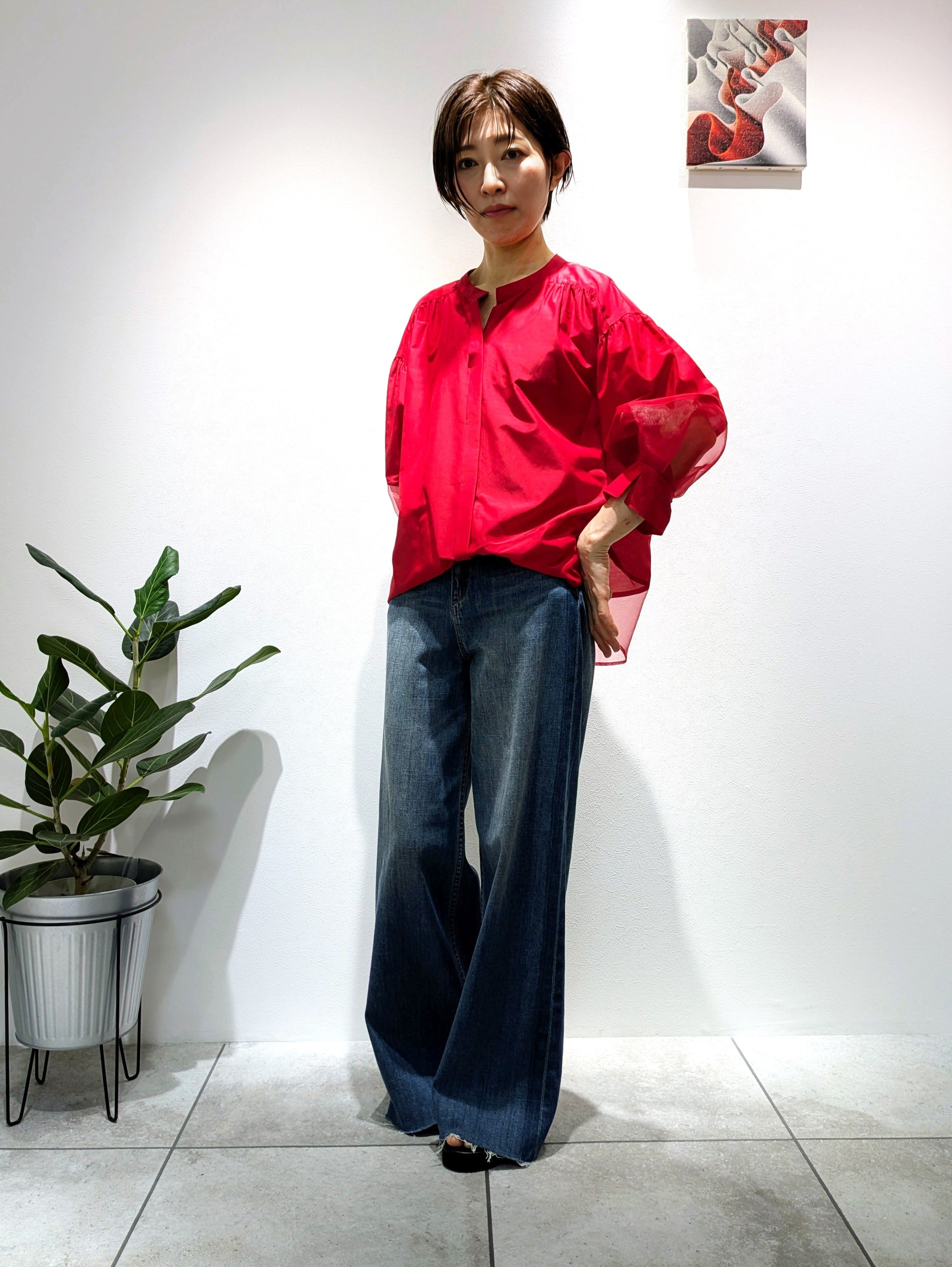 Cotton silk sheer blouse