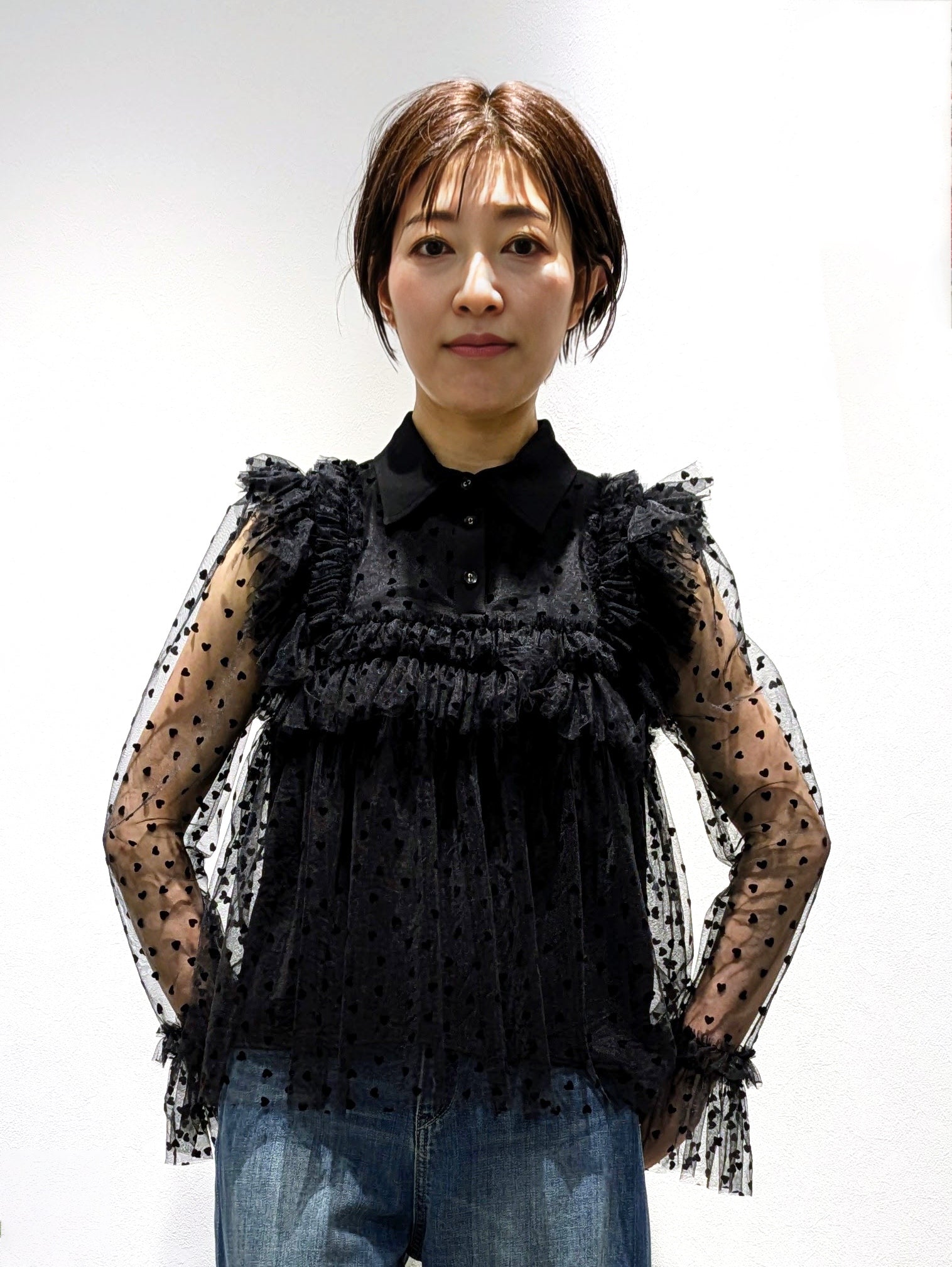 Soft tulle heart blouse