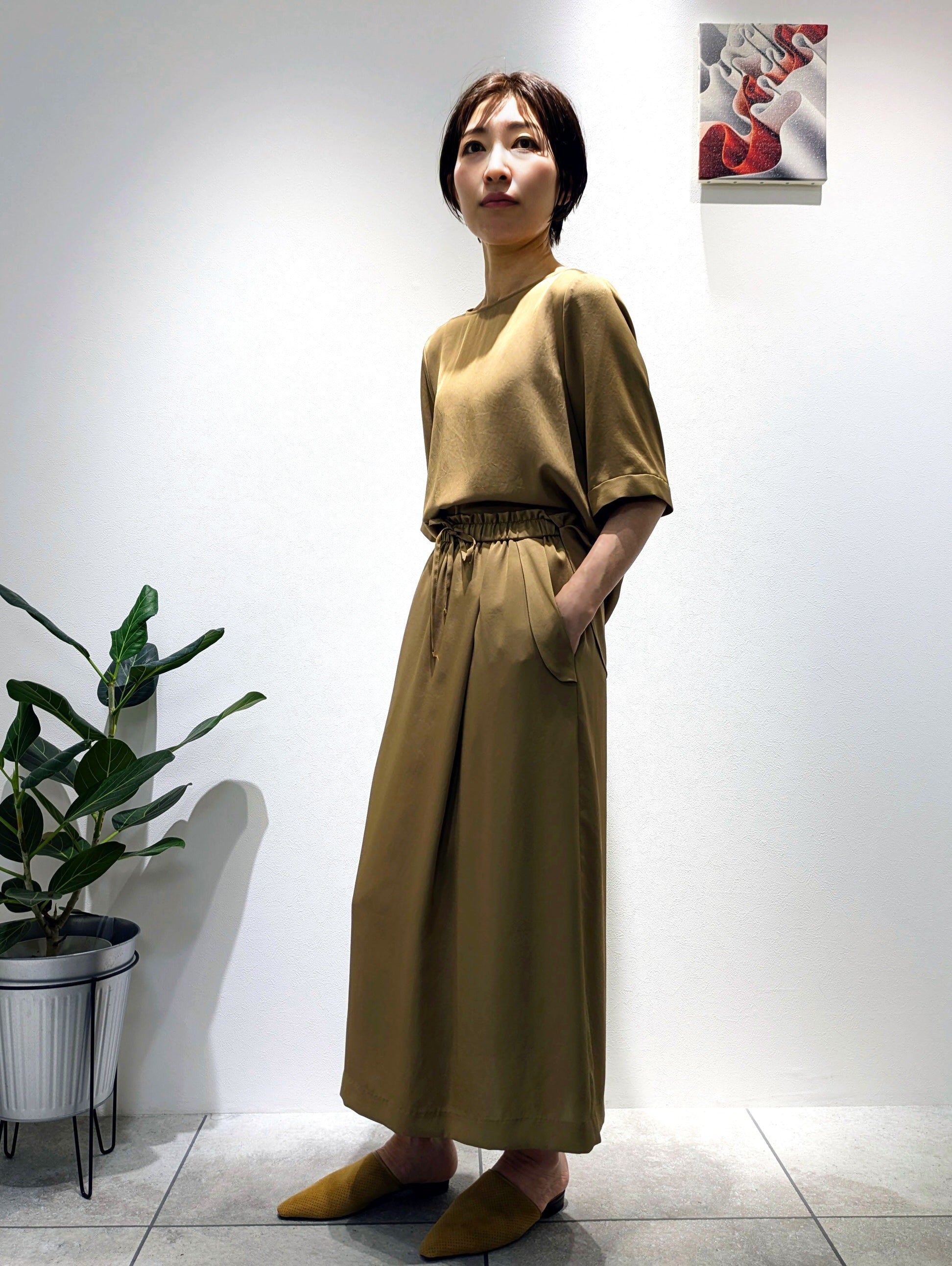 Satin twill wrap skirt
