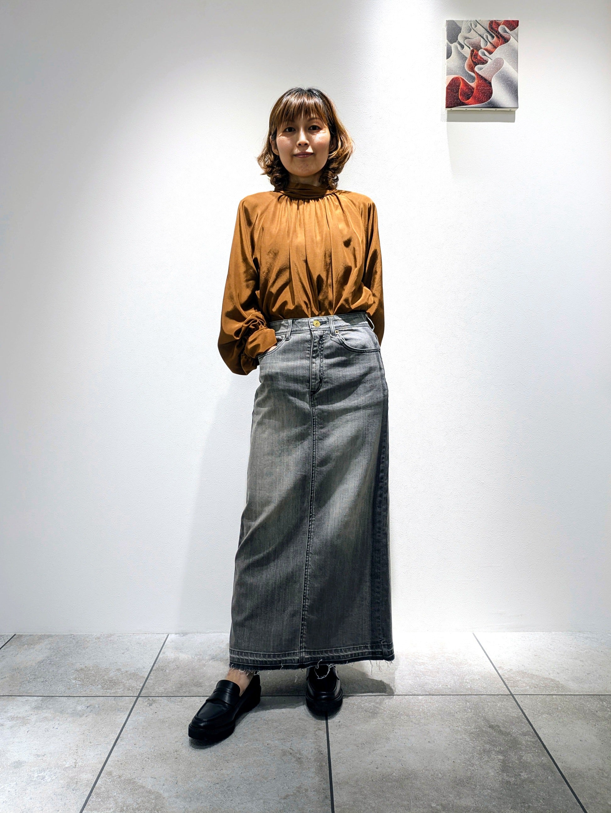 gray denim skirt