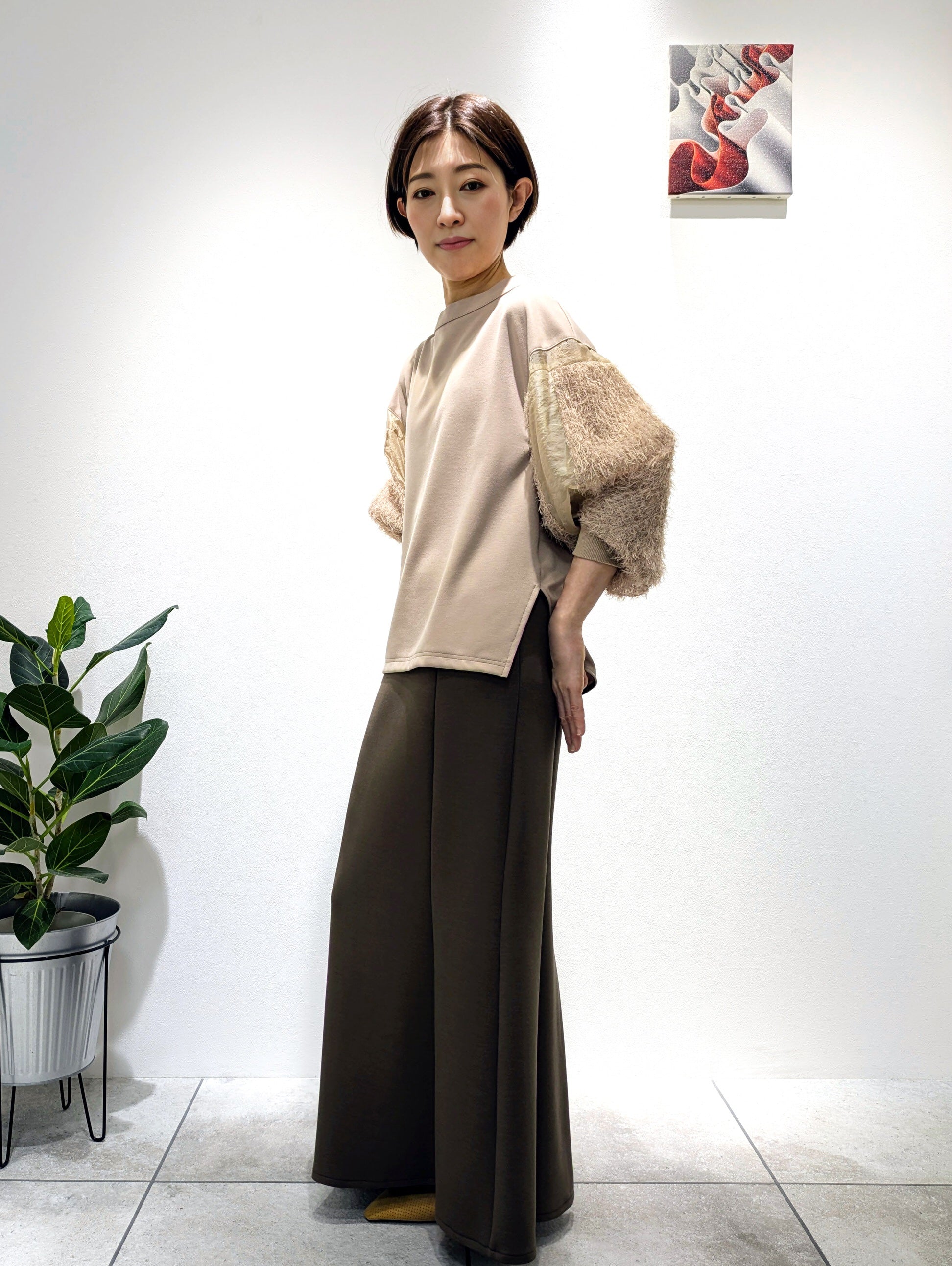 Jacquard Sleeve Pullover