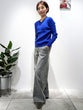 Non-tingling V neck rib knit