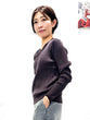Non-tingling V neck rib knit