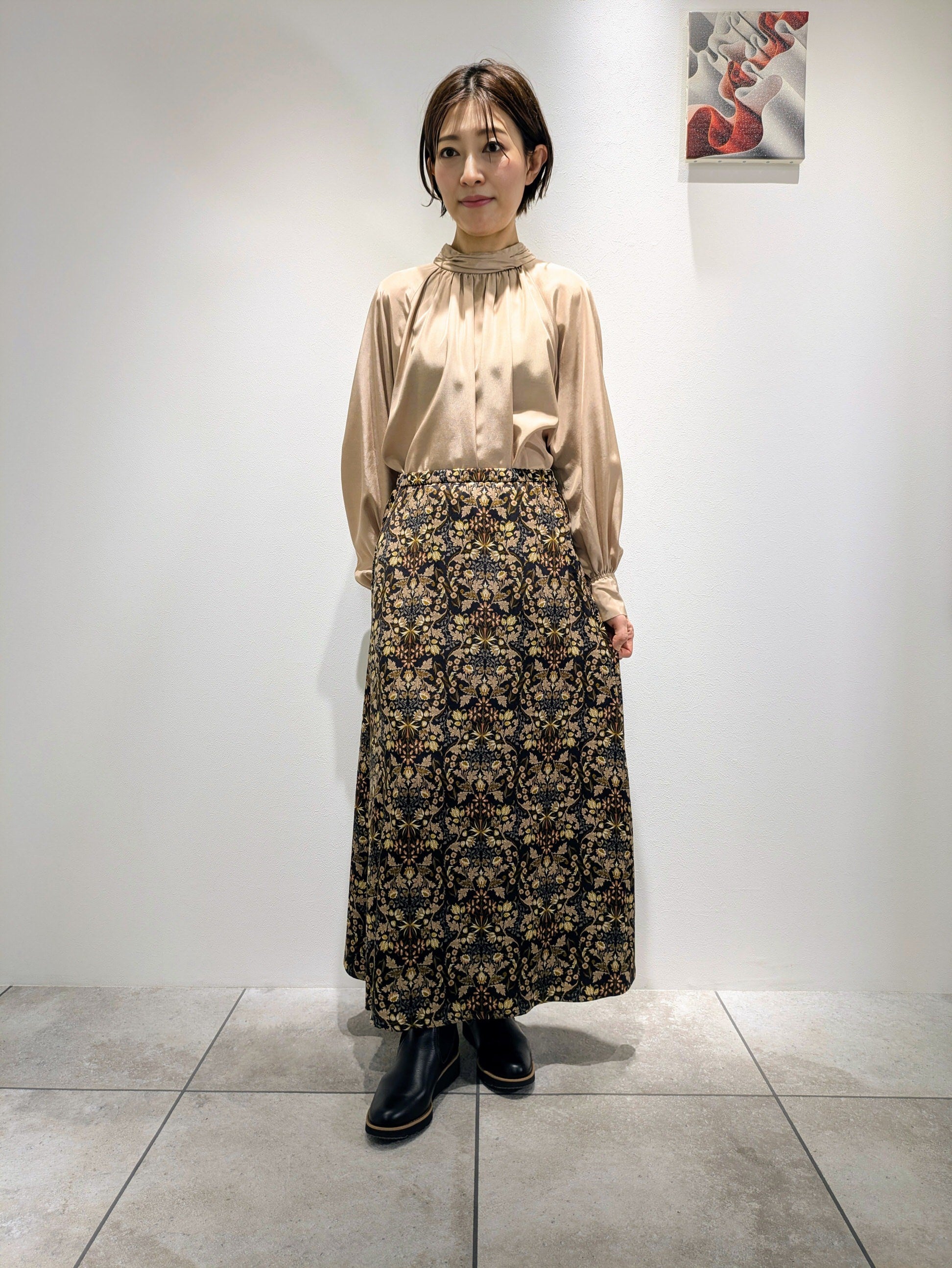 Art Flower Print Skirt