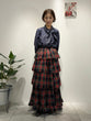 Check teared ruffle skirt