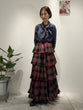 Check teared ruffle skirt