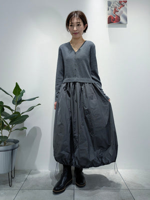 Rib knit and taffeta docking dress