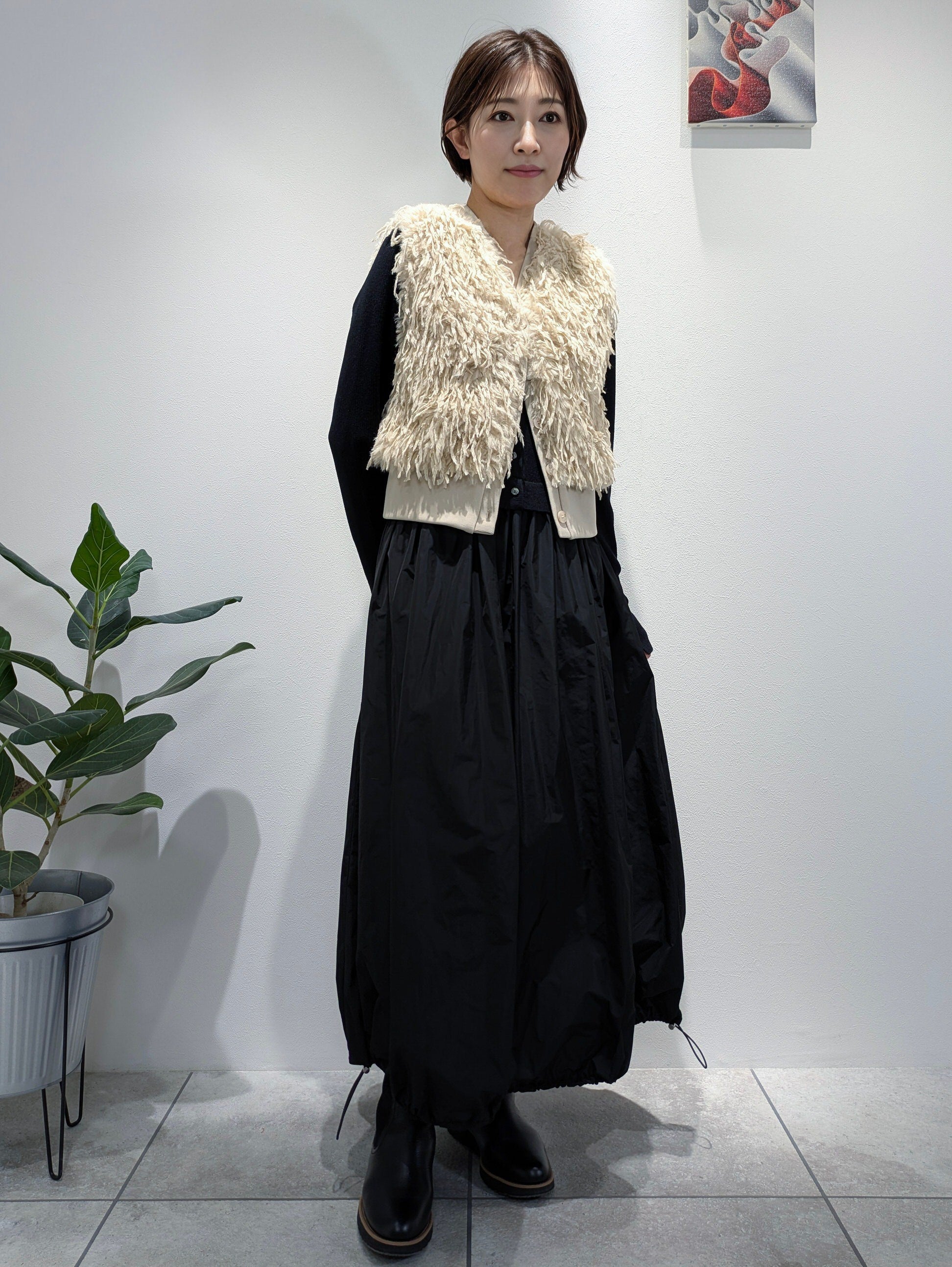 Rib knit and taffeta docking dress