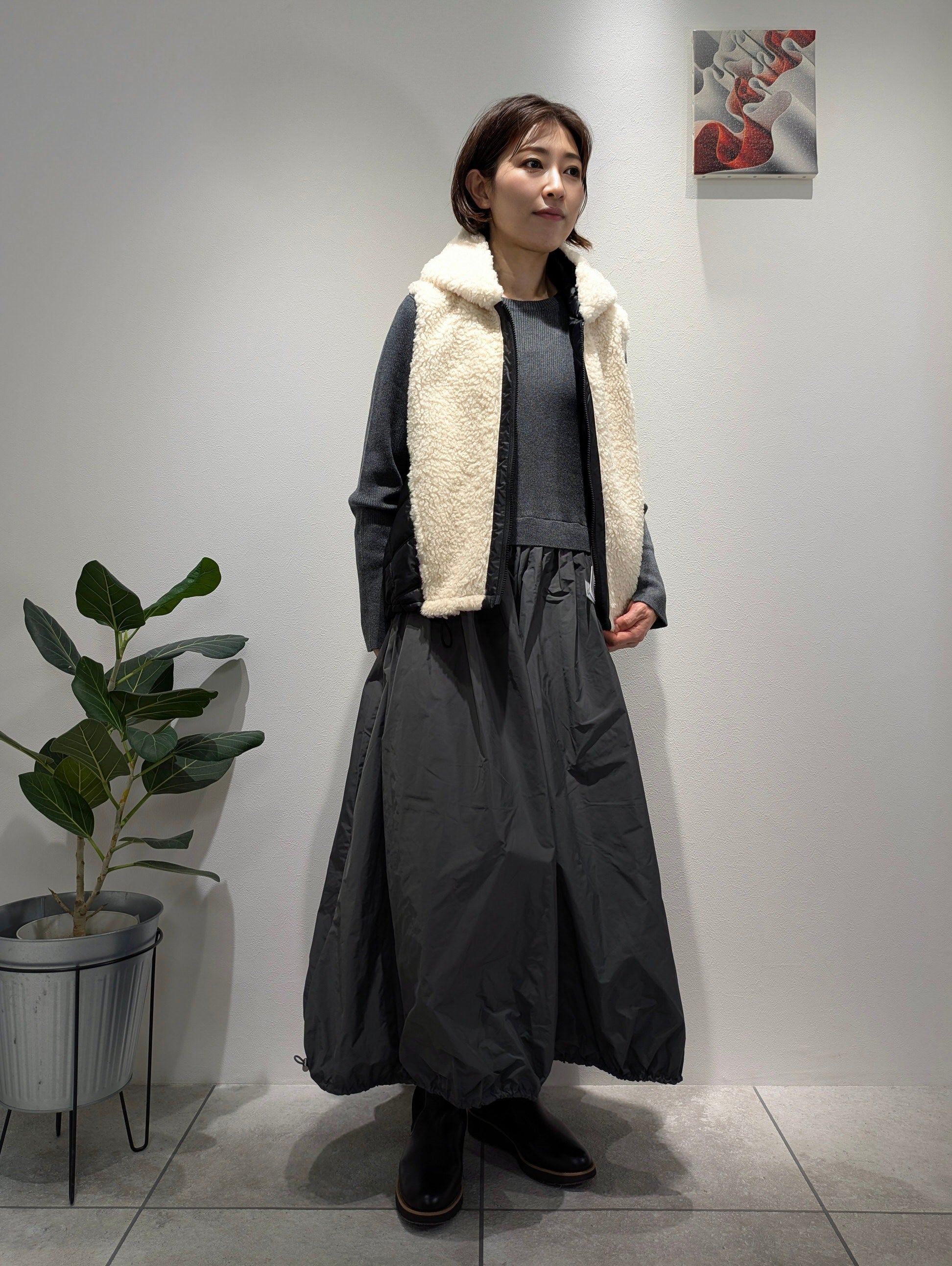 Boa x Taffeta Padded Short Vest