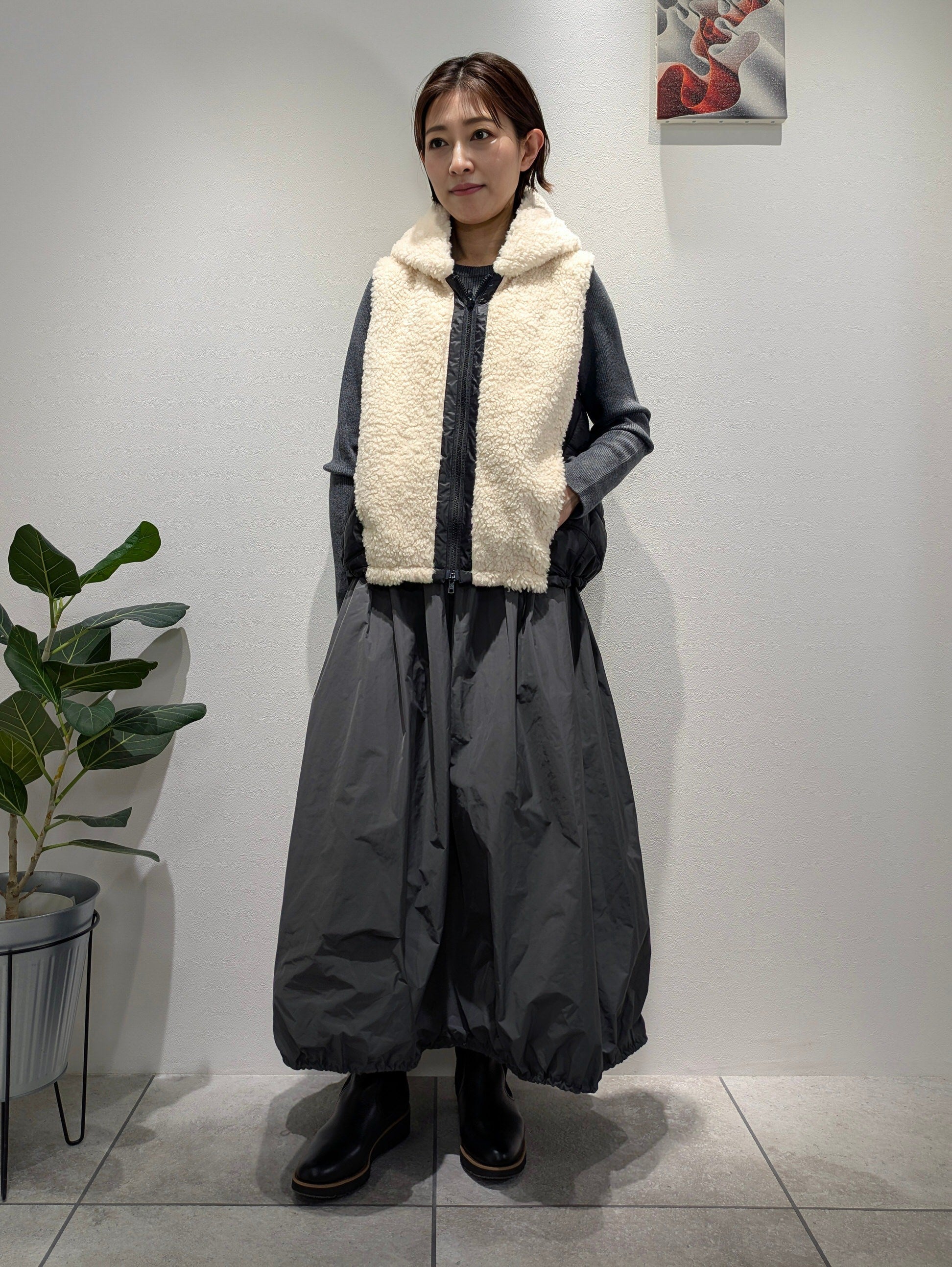 Boa x Taffeta Padded Short Vest