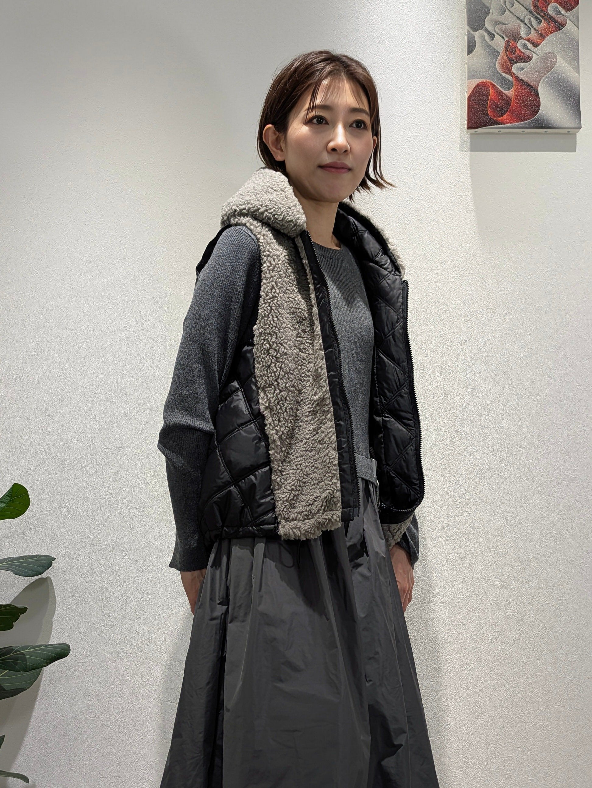 Boa x Taffeta Padded Short Vest