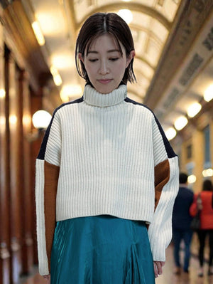 Blocking color 2-way knit