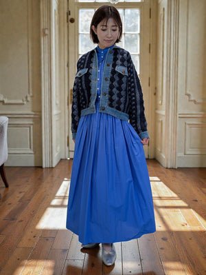 デニムコンビハンドニットジャケット