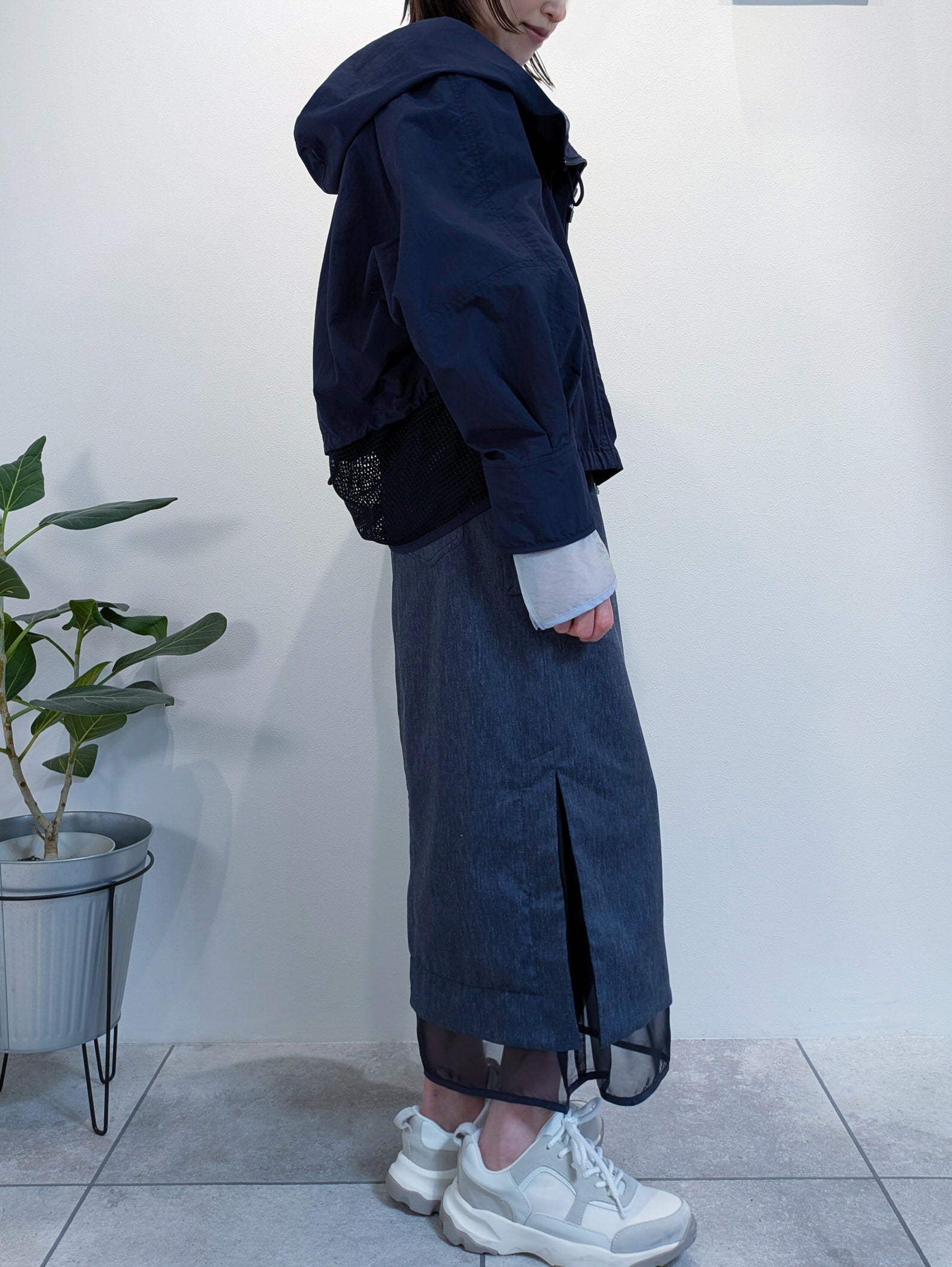 ギャザーフードナイロンブルゾン